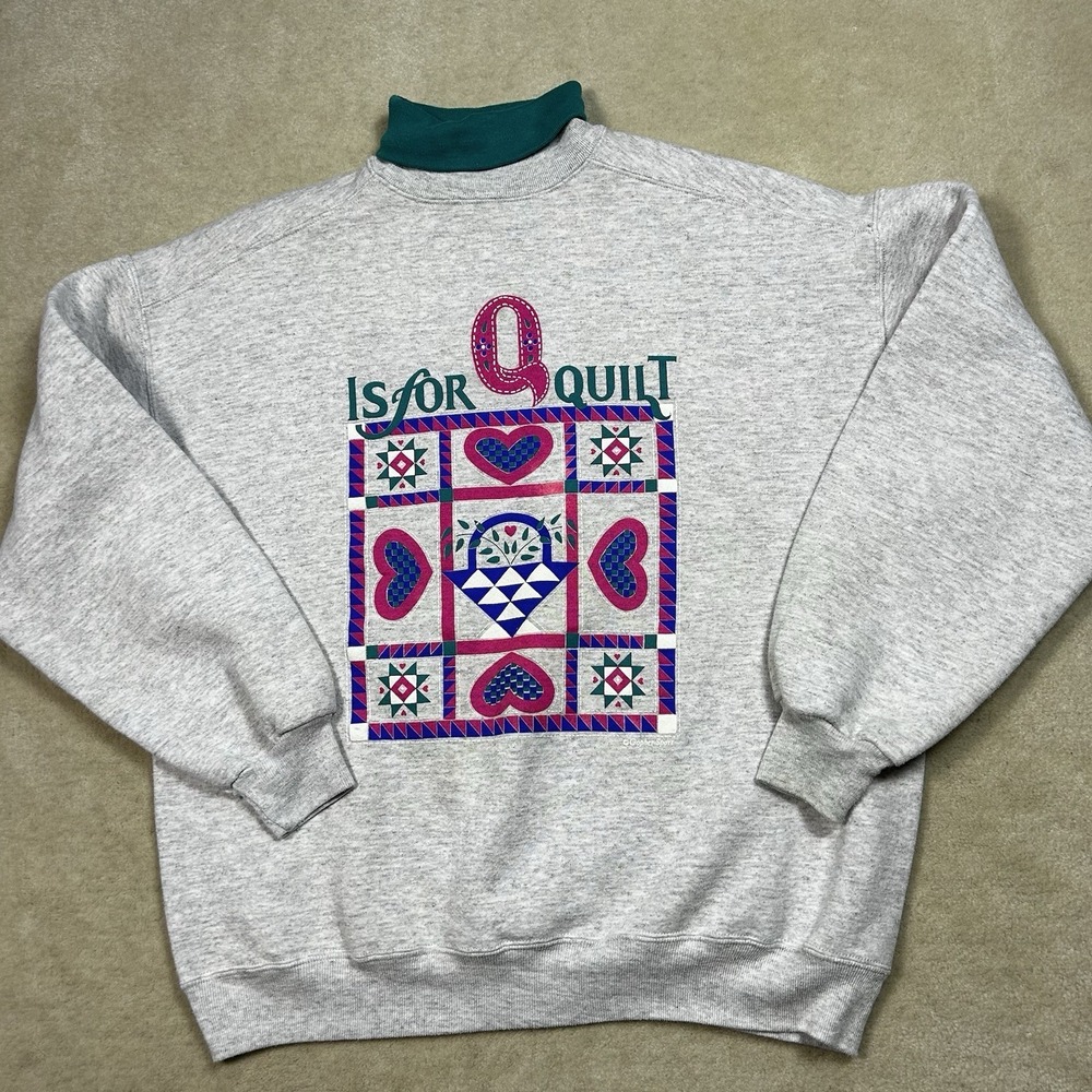 Vintage 90s Gopher Sport Sweatshirt Womens XL Q Is For Quilt Collared Hobby